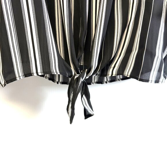Fortune & Ivy Black White Striped Women's Blouse XXL-Plus Size - Picture 3 of 7